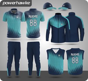 Maillot de Cricket de sport de haute qualité Cricket ensembles d'uniformes complets col jersey t-shirts pantalons et casquettes uniformes - Product Image 3