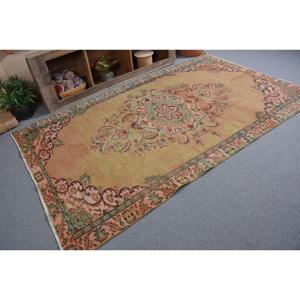 Vintage Turkish Rug 5.4x9.2 ft (166x280 cm), <b>Brown</b> Ikat <b>Wool</b> Rug - Product Image 2