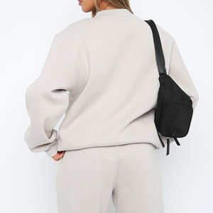 Women's Casual Fall Winter Oversized Sweatshirt with <b>Drop</b> Shoulder and Puff Printing Custom Logo Long Crew Neck - Product Image 4