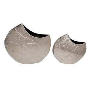 Juego de 2 floreros de aluminio decorativos para interiores modernos, soporte para plantas de hierro de la mejor calidad con acabado de níquel áspero para el jardín del hogar - Product Image 1