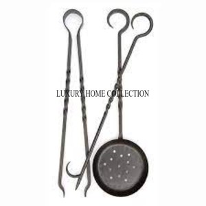 Heavy-duty industrial-strength black steel <b>fire</b> pit <b>tool</b> set with long ergonomic handles and rustproof construction - Product Image 4