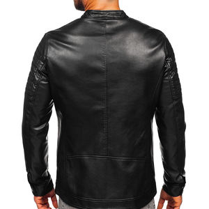 แจ็กเก็ตหนังสำหรับผู้ชายเสื้อแจ็คเก็ตหนัง100% แขนเต็มแนวสตรีท - Product Image 2