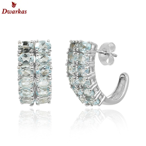 Unisex trendy jewelry 925 sterling silver <b>blue</b> <b>topaz</b> gemstone stud <b>earring</b> for women jewelry - Product Image 1