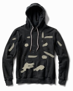 100% coton personnalisé en détresse Vintage lavé à l'acide sweat à capuche court pour hommes sans cordes bouffée impression broderie automne saison Style - Product Image 3