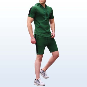 Conjuntos cortos para hombre, conjuntos de 2 piezas, chándales de verano, camiseta informal con capucha y pantalones cortos, Conjunto de camiseta atlética de entrenamiento muscular, conjunto de pantalones cortos - Product Image 2