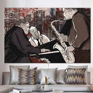Pintura de Músicos de Jazz Elegantes - Arte de Pared Impreso en Lienzo, 1P: Enmarcado en Galería - Product Image 1