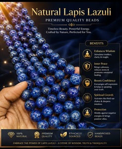 Perles de cristal bleu lapis-lazuli naturelles, rondes et lisses, pour la fabrication de bracelets - Matériaux de bijouterie de qualité supérieure AAA - Product Image 1