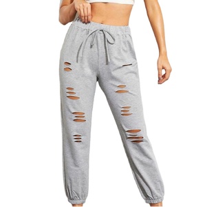 Pantalon de survêtement décontracté pour homme en coton 100% respirant, blanc uni, style sportswear, effet délavé - Product Image 3