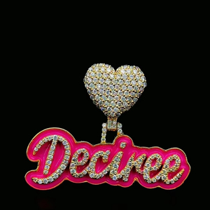 Esmalte personalizado VVS Moissanite diamante letra colgante 925 plata esterlina Rosa esmalte Iced Out Moissanite letra nombre colgante - Product Image 1