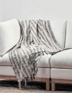 Manta de tiro 100% algodón Slub rayas suaves y cálidas manta de tiro colección Manta de algodón hogar de proveedor indio por ITHL - Product Image 5