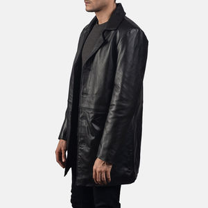 Veste en cuir de moto d'hiver à manches longues avec fermeture éclair et col rabattu, imperméable, réversible, logo frontal, décontractée - Product Image 3