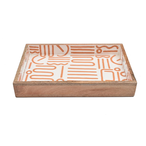 Plateau de service rectangulaire en bois de manguier imprimé personnalisé en laiton AK avec poignée en multicolore pour ustensiles de cuisine/Table à manger - Product Image 2