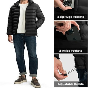 Chaqueta de Plumón Negra para Hombre, Chaqueta Bomber de Invierno de Alta Calidad, Estilo Casual para Mantener el Calor - Product Image 3