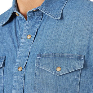Chemise en jean pour homme, fabrication sur mesure, marque privée, design personnalisé, légère, vente en gros, style uni, durable - Product Image 3