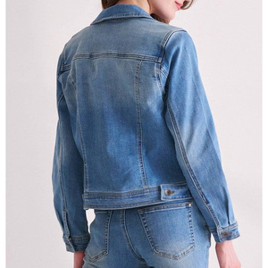 แจ็กเก็ตผ้ายีนส์ติดกระดุมสำหรับผู้หญิงปกเสื้อสไตล์ยุโรปคลาสสิกสำหรับสวมใส่สบายๆในชีวิตประจำวันและแฟชั่นกลางแจ้งที่ทันสมัย - Product Image 2