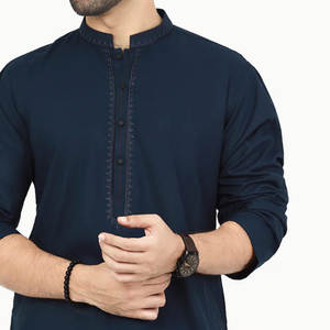Shalwar Kameez 100% coton respirant pour hommes Shalwar Kameez saison d'été Vente en gros de conception brodée personnalisée - Product Image 5