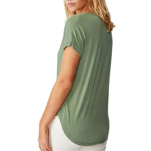 T-shirts pour femmes de haute qualité avec logo personnalisé à manches longues et col rond et décoration diamantée à manches courtes écologique - Product Image 2