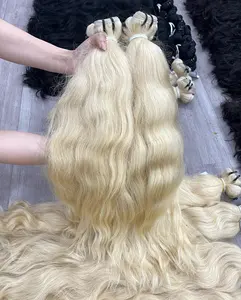 Toptan 613 manikür hizalanmış bakire saç vietnamca sarışın işlenmemiş insan saçı uzantıları doğal dalga paketi Vietnam fabrika
