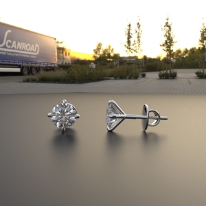 Avarta 18K Oro Blanco 50 Centavos Cada Moissanite Solitaire Pendientes Unisex Stud - Product Image 5