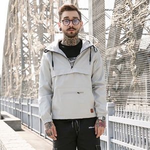 เสื้อกันลมแนวสตรีทฮิปฮอปของผู้ชายเสื้อแจ็คเก็ตโพลีเอสเตอร์100% พอดีตัวลำลองกลางแจ้งเสื้อกันลมสำหรับผู้ชาย - Product Image 4