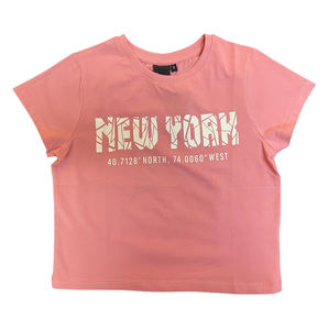 Logotipo personalizado posible para niñas Crop Top camiseta patrón impreso caliente verano ropa casual a precio de mercado competitivo para la venta - Product Image 1