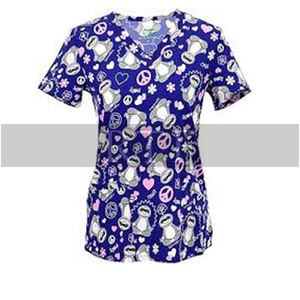 เสื้อสครับทางการแพทย์คอวีพิมพ์ลายเนื้อนุ่มน้ำหนักเบาสำหรับพยาบาล - Product Image 3