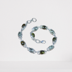 กำไลข้อมือพลอย925ทัวร์มาลีนแบบปรับได้ทำด้วยมือสำหรับเป็นของขวัญวันเกิดธรรมชาติ - Product Image 1