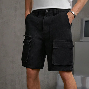 Short en jean noir à poche cargo pour hommes longueur à cinq points jambe droite haute qualité décontracté été mode shorts pour hommes 2026 - Product Image 4