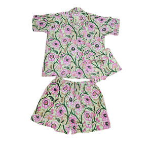 Traje de Noche Corto Informal con Estampado Jaipuri, Tejido Transpirable y Suave, con Botones, Personalizable, para Damas de Honor, Novias y Ropa de Casa de Verano - Product Image 1