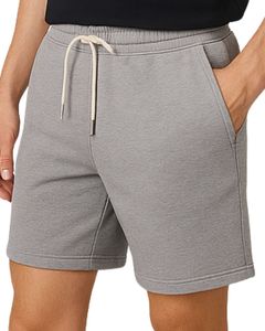 <b>Men</b> Ash Grey Fleece <b>Shorts</b> Soft Cotton Blend Drawstring Waist Casual Gym Workout <b>Lounge</b> <b>Short</b> Pants OEM Custom Logo Service - Product Image 2
