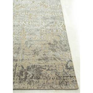 Tapis Kavi gris et noir noué à la main en laine et soie de bambou, motif Théorie du Chaos, pour usage domestique, rectangulaire, moelleux, avec médaillon, pour couloir, Esk-624 - Product Image 4
