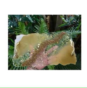 Bandeja de Resina Plateada Hecha a Mano, Juego de Posavasos, Madera de Alta Calidad, Personalizada para el Hogar, Restaurante, Comida India, Ocasiones - Product Image 1