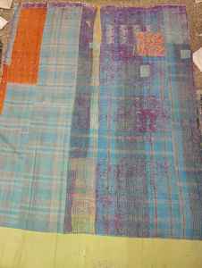 100% algodón hecho a mano Reversible Kantha cosido a mano sostenible Kantha tradicional Vintage hecho a mano Boho Chic Kantha - Product Image 5