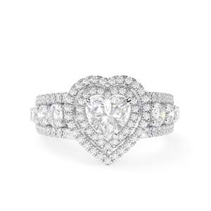 แหวนหมั้นเพชรสองชั้นรูปหัวใจสำหรับผู้หญิง - Product Image 5