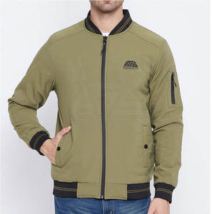 2025 Men's Casual Winter Outdoor Breathable Polyester/Cotton Bomber <b>Jacket</b> with Stand Collar Plain Design for Adults - Product Image 1