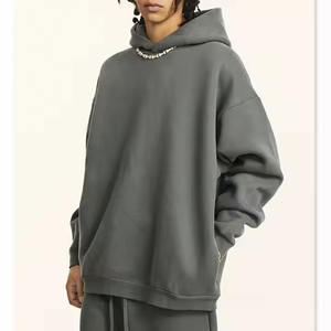 100% algodón liso Sudadera con capucha en blanco para hombre Sudadera con capucha de peso pesado Sudadera de gran tamaño Hombres Cropped Streetwear Sudadera con capucha - Product Image 3