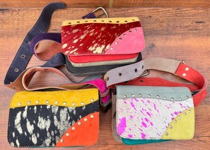 Western Handmade Real Animal Print Fur Genuine Leather Hip <b>Pocket</b> Bags Women's Vintage Stylish Festival Adjustable Fanny Packs - Product Image 4