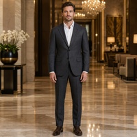 Costume homme gris anthracite en tissu Sharkskin, simple boutonnage, deux boutons, revers cranté, boutons noirs, costumes d'affaires pour homme, sur mesure MTM