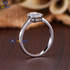 Anillo de oro blanco con diamantes de corte esmeralda TDW 1,00 de Lab-Stone/Abraza tu brillantez con diamantes/color de la EF-VS - Product Image 5