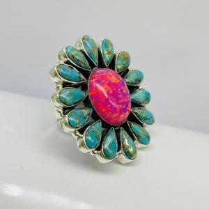 แหวนออโรร่าโอปอลและเทอร์คอยส์แหวนแฟชั่นแหวนแต่งงานแหวนหมั้นแหวนดีไซน์925แหวนเงินสเตอร์ลิง - Product Image 5