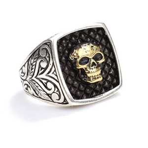 Men's 925 Sterling Silver <b>Skull</b> Arms Engraved Fashion <b>Ring</b> Classic Style with Claw Inlay Resizable Gift for Children - Product Image 3