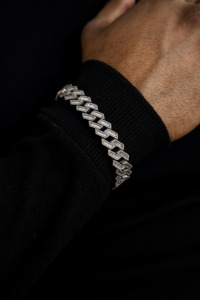 <b>Mens</b> 925 silver moissanite cuban link bracelet diamond look elegant engagement style fine jewellery gift luxe product - Product Image 6