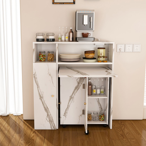 New Multifunctional White Folding Dining Table with <b>Wall</b> Mounted Sideboard & <b>Storage</b> for Small Apartments - Product Image 3