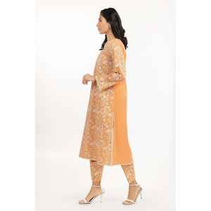 Chemise en tissu cambric orange pour femme avec imprimé floral et décoration en dentelle - Product Image 4