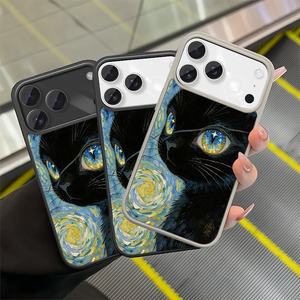 Funda Magnética para Teléfono con Diseño de Gato Negro y Flores Blancas, para iPhone 17 Pro Max, TPU Suave, Unisex - Product Image 1