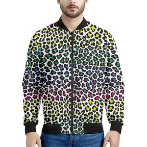 แจ็กเก็ตเสื้อแขนยาวมีซิปลายเสือดาวสีสันสดใสสำหรับผู้ชายเสื้อสเวตเตอร์เฉพาะตัวเสื้อแจ็กเก็ตแนวสตรีทเสื้อโค้ทแขนยาวสำหรับฤดูใบไม้ผลิฤดูใบไม้ร่วง - Product Image 3