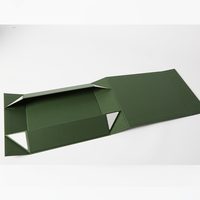 Boîte-cadeau haut de gamme vert foncé avec couvercle à fermeture magnétique Laminage mat et doublure en éponge Emballage élégant avec insert