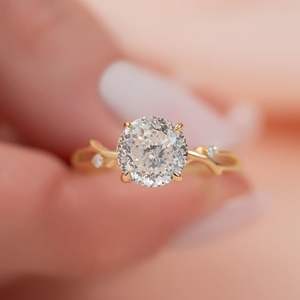 Igi/gia แล็บตัดเพชรวินเทจ14K สีเหลืองแหวนแต่งงาน/งานหมั้นใส่ได้ทั้งชายและหญิงสีขาวทองคุณภาพดีสำหรับงานปาร์ตี้ครบรอบ-คุ้มค่า - Product Image 2