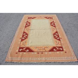 พรมขนสัตว์สีเบจสีส้มคลาสสิก5.2x7.6ฟุตวินเทจดีไซน์ตุรกีเย็บปะติดปะต่อกันสี่เหลี่ยมผืนผ้าลายสำหรับห้องนั่งเล่นห้องโถงใหม่ - Product Image 1