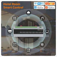Module de contrôle de pièce intelligent Tuya WiFi 16 canaux, module de commutation sur rail DIN, contact sec RS485, relais 50A, RCU hôtelier PST-PN16-EA